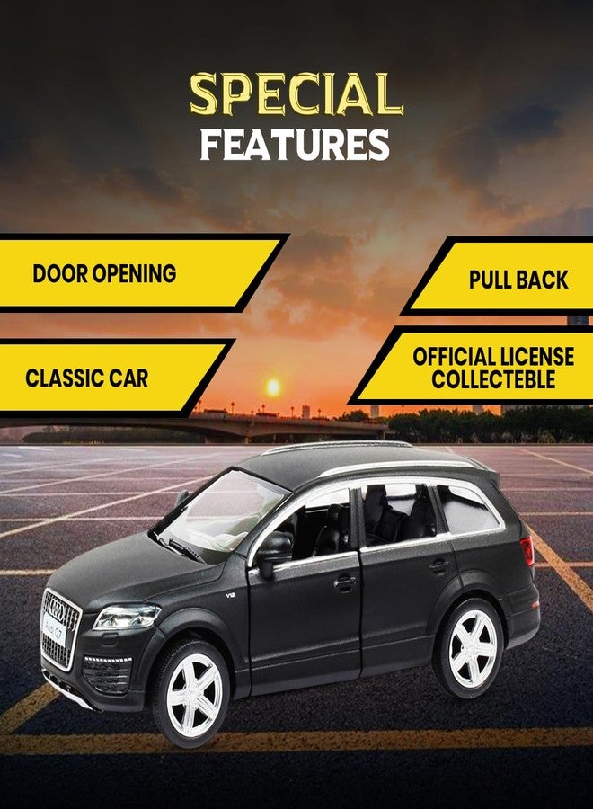 آر إم زد سيتي سيارة أودي Q7 V12 من Rmz City، مصنوعة من المعدن المصبوب، مقاس 5 بوصات، لون أسود مطفي، نموذج بمقياس 1:40 | سيارة مرخصة قابلة للتحصيل مع أبواب قابلة للفتح وآلية سحب للخلف | سلسلة عالمية للأطفال ومحبي السيارات | لون أسود مطفي - Image 4